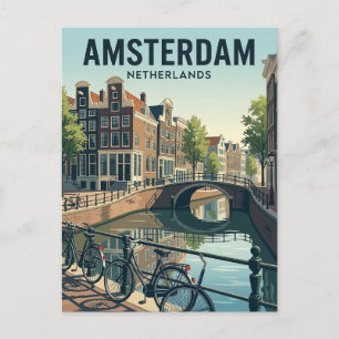 Cartão Postal Canais de Amsterdã Holanda