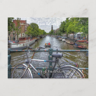 Cartão Postal Canal Bridge View and Bike, Sights of Amsterdam
