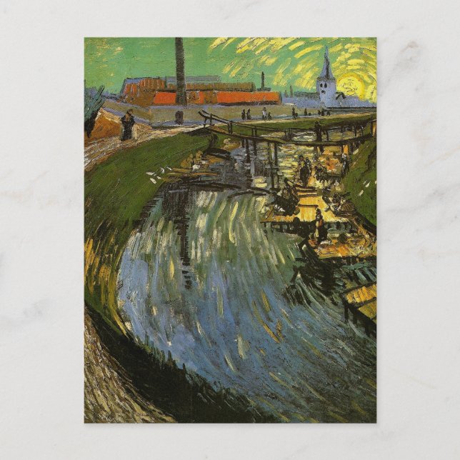 Cartão Postal Canal com WasherWomen, Vincent van Gogh (Frente)