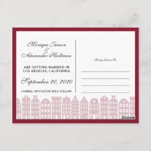 Cartão Postal Canal De Amsterdã Casas Neerlandesas Salvem A Data