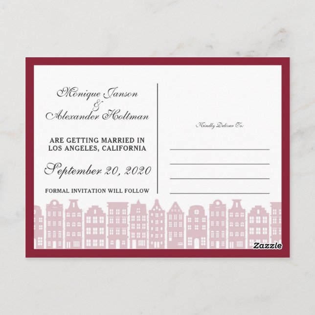 Cartão Postal Canal De Amsterdã Casas Neerlandesas Salvem A Data (Verso)