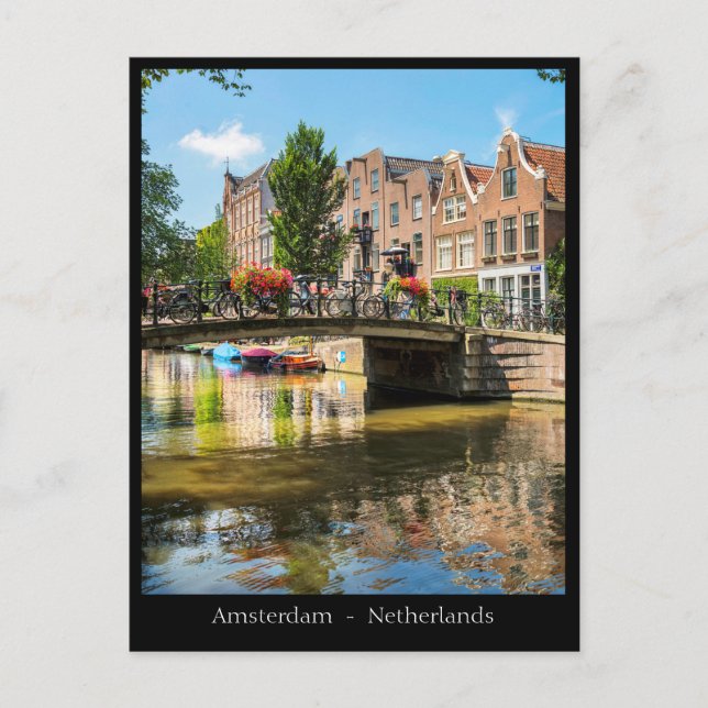 Cartão Postal Canal de Amsterdã, Países Baixos (Frente)