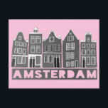 Cartão Postal Canal de Amsterdam Holland Casas Viagem Black Wite<br><div class="desc">Envie uma mensagem com este doce e mesquinho cartão postal de texto padrão do Amsterdam.Você pode personalizá-lo e alterar ou adicionar texto também. Adicione seu próprio texto no verso. Procure em meu compro muito mais cores e padrões! E mais itens que combinam também como bolsas, adesivos, ímãs, chapéus e camisetas....</div>