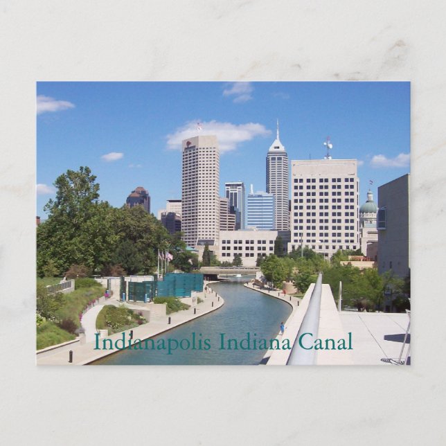 Cartão Postal Canal de Indianapolis Indiana (Frente)