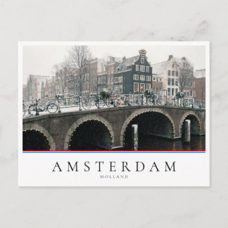 Cartão Postal Canal em Amsterdã no inverno