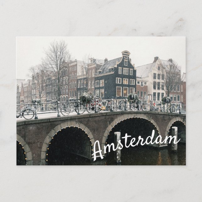 Cartão Postal Canal em Amsterdã no inverno Cartão-postal (Frente)