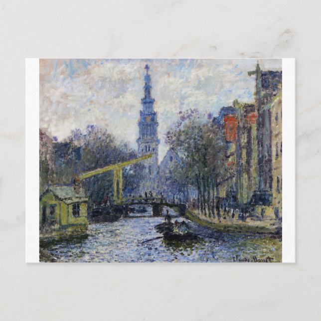 Cartão Postal Canal em Amsterdã por Claude Monet (Frente)