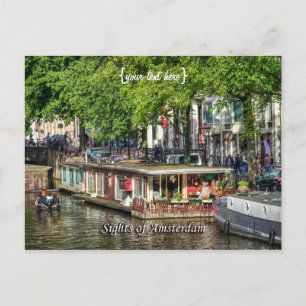 Cartão Postal Canal Houseboat, Sights of Amsterdam
