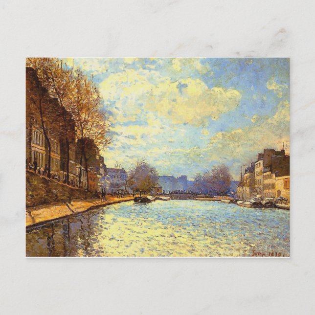Cartão Postal Canal Martin de rua por Sisley Impressionista (Frente)