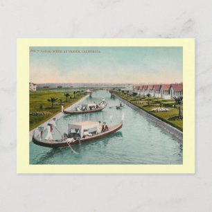 Cartão Postal Canal Scene, Veneza, Califórnia Vintage