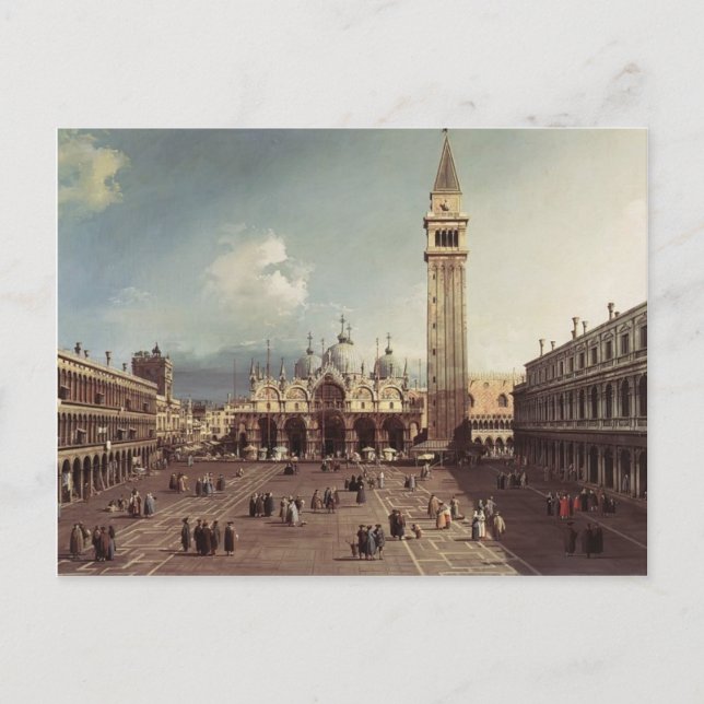 Cartão Postal Canaletto - Piazza San Marco com a Basilica (Frente)