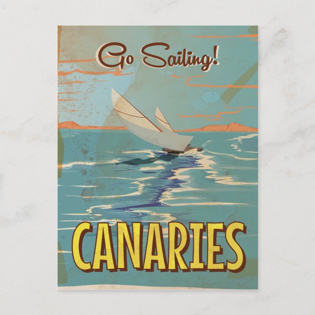 Cartão Postal Canaries viagens vintage (Frente)