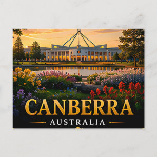Cartão Postal Canberra Austrália Casa do Parlamento Lago Burley