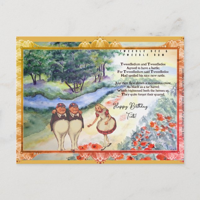 Cartão Postal Canção Especial do Espelho Tweedle Dee Dum  (Frente)