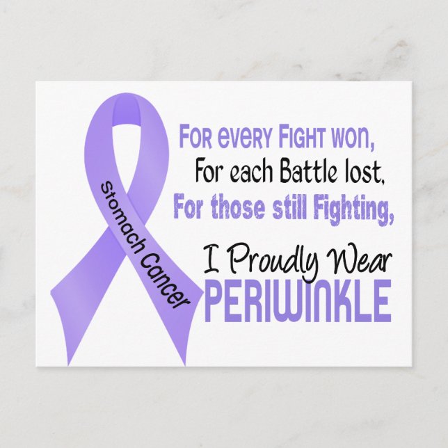 Cartão Postal Cancer de estômago Eu Visto orgulhosamente Periwin (Frente)