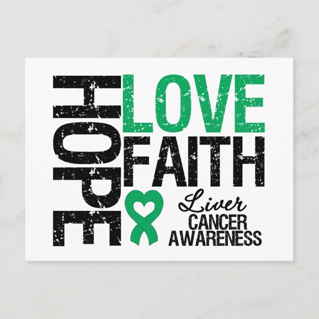 Cartão Postal Câncer de figado Hope Love Faith (Frente)
