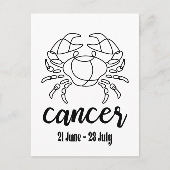 Cartão Postal Cancer, Sinal Zodiac (Frente)