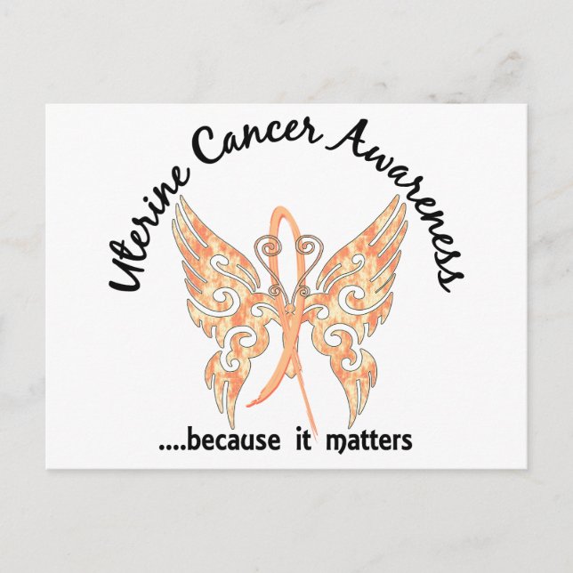 Cartão Postal Cancer Uterine Grunge Tattoo Butterfly 6.1 (Frente)