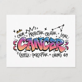 Cartão Postal Cancer Zodiac Graffiti  