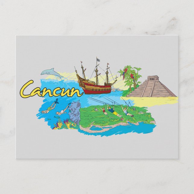 Cartão Postal Cancun, Cidade Famosa do México (Frente)