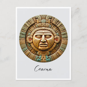 Cartão Postal Cancun Mayan Sun Deus México Viagem