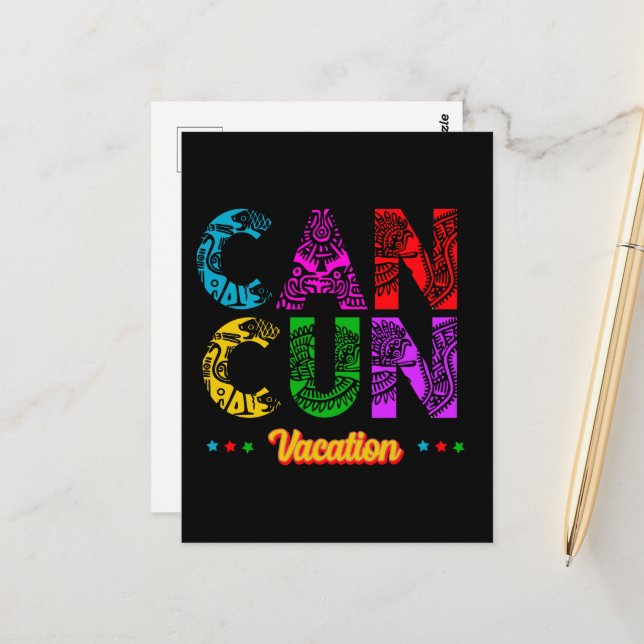 Cartão Postal Cancún México - Aventura de Férias do Grupo (Frente/Verso In Situ)