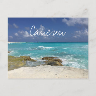 Cartão Postal Cancun México Praia Ondas do Oceano Rochosas