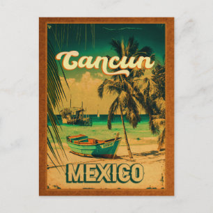 Cartão Postal Cancun Palm Tree Retro 80s Placa Mexicana