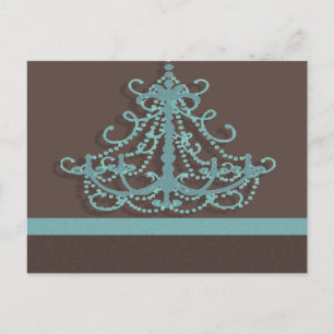 Cartão Postal candelabro azul com fundo de chocolate