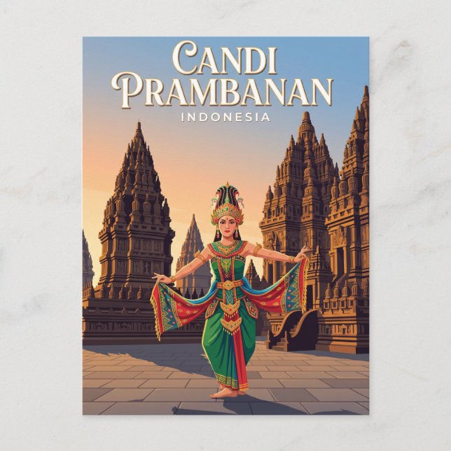Cartão Postal Candi Prambanan Indonésia (Frente)