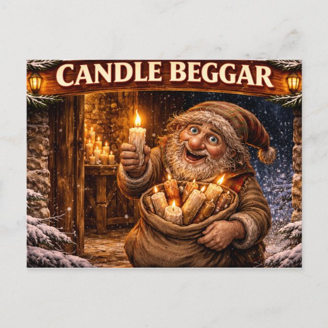 Cartão Postal Candle Beggar Icelandic Yule Lad (Frente)
