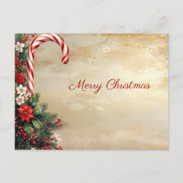 Cartão Postal Candy Cane Christmas Holiday Postcard