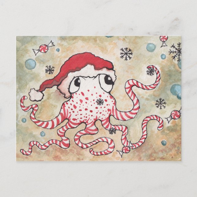 Cartão Postal Candy Cane Octopus (Frente)