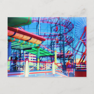 Cartão Postal Candy Colour Vintage Rollercoaster