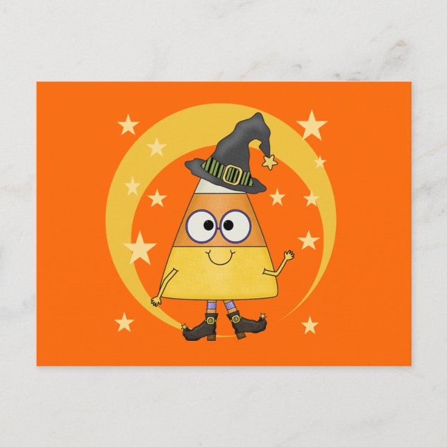 Cartão Postal Candy Corn Witch Halloween (Frente)