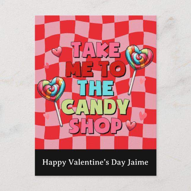 Cartão Postal Candy Funny Valentines Day Postcard (Frente)