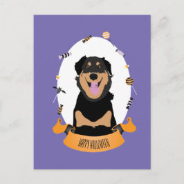 Cartão Postal Candy Portrait Rottweiler Cachorro Laranja Roxo