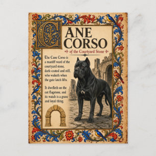 Cartão Postal Cane Corso, Arte Medieval de Bestiário