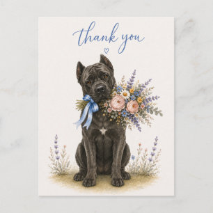 Cartão Postal Cane Corso Buquê de Flores Obrigado