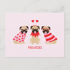 Cartão Postal Canecas E Beijos Cães Pug Cute