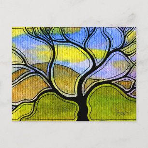 Cartão Postal Caneta de aquarelas e Árvore de Tinta e Tinta e M