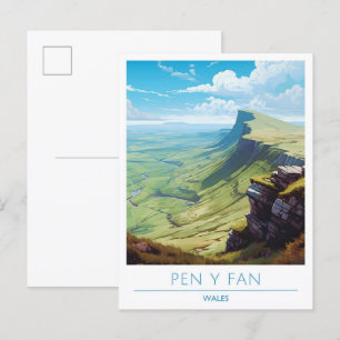 Cartão Postal Caneta Y Fan Wales Viagens vintage