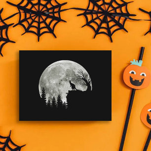 Cartão Postal Canguru em Pé na Montanha Lua de Halloween Assusta