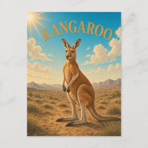 Cartão Postal Canguru Vermelho Outback Aquarela GeoSaga