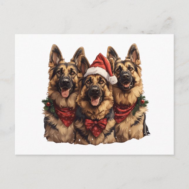 Cartão Postal Caninos de German shepherd de Natal (Frente)