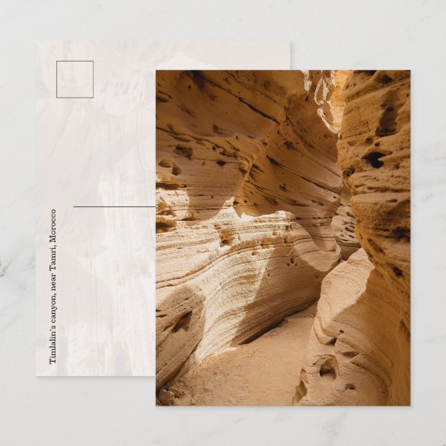 Cartão Postal cânion de Timlalin, perto de Tamri, Marrocos viage (Frente/Verso)