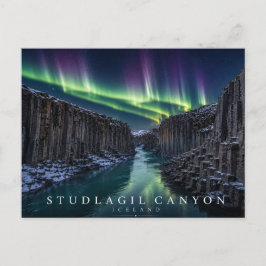 Cartão Postal Cânion Stuðlagil Colunas de Basalto Islândia Auror