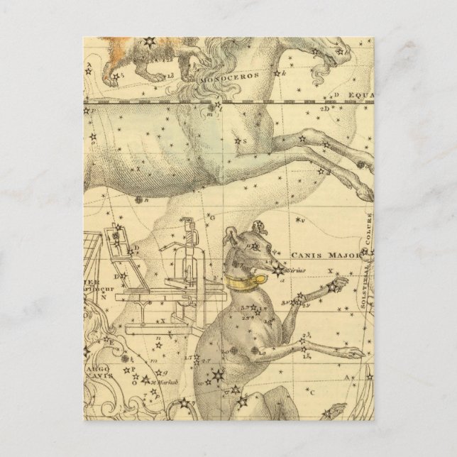Cartão Postal Canis Major, Canis Minor, Monoceros, Argo Navis (Frente)
