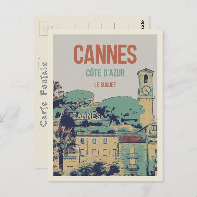 Cartão Postal Cannes Cote d'Azur France, vista do Suquet (Frente/Verso)