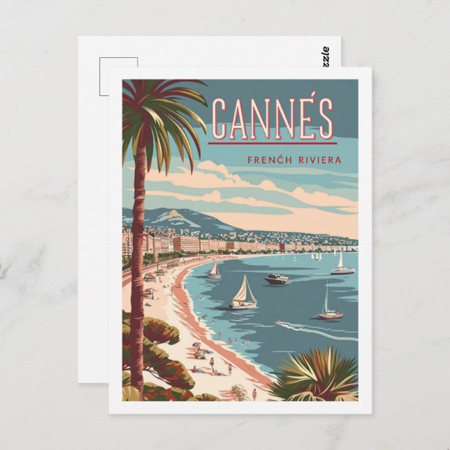Cartão Postal Cannes France Vintage Familiar Viagem (Frente/Verso)